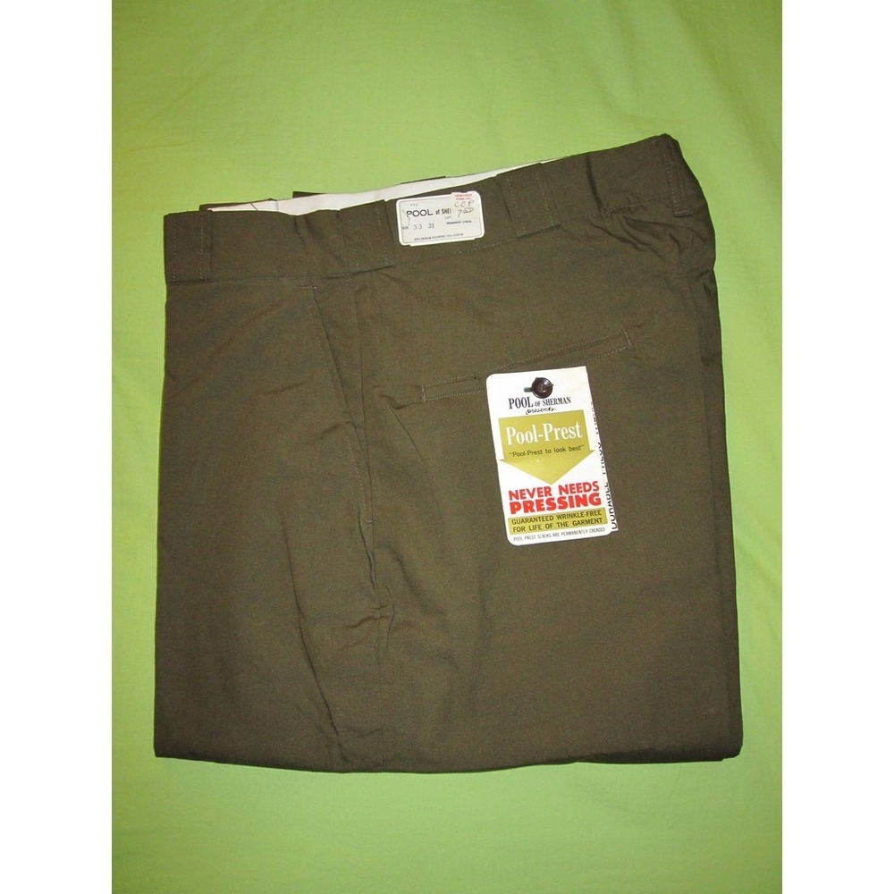Mens Collectible Authentic Pool of Sherman 33X31 Dress Pants Dark Green Slacks! - Picture 3 of 5